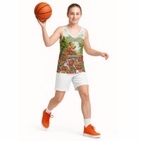 Fiji Taveuni Island Dateline Crossing Basketball Jersey Tropical Cultural Landscape With Tagimoucia Floral Pattern