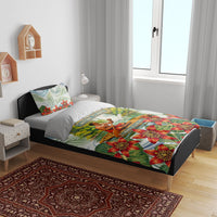 Fiji Taveuni Island Dateline Crossing Bedding Set Tropical Cultural Landscape With Tagimoucia Floral Pattern