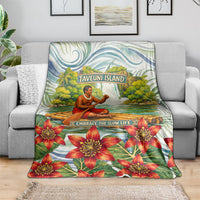 Fiji Taveuni Island Dateline Crossing Blanket Tropical Cultural Landscape With Tagimoucia Floral Pattern