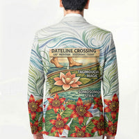 Fiji Taveuni Island Dateline Crossing Blazer Tropical Cultural Landscape With Tagimoucia Floral Pattern