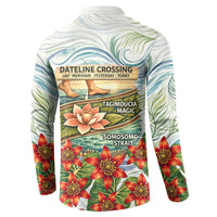 Fiji Taveuni Island Dateline Crossing Button Sweatshirt Tropical Cultural Landscape With Tagimoucia Floral Pattern