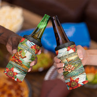 Fiji Taveuni Island Dateline Crossing 4 in 1 Can Cooler Tumbler Tropical Cultural Landscape With Tagimoucia Floral Pattern