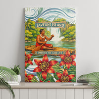 Fiji Taveuni Island Dateline Crossing Canvas Wall Art Tropical Cultural Landscape With Tagimoucia Floral Pattern
