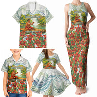 Fiji Taveuni Island Dateline Crossing Family Matching Tank Maxi Dress and Hawaiian Shirt Tropical Cultural Landscape With Tagimoucia Floral Pattern