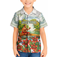 Fiji Taveuni Island Dateline Crossing Kid Hawaiian Shirt Tropical Cultural Landscape With Tagimoucia Floral Pattern