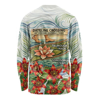 Fiji Taveuni Island Dateline Crossing Long Sleeve Shirt Tropical Cultural Landscape With Tagimoucia Floral Pattern