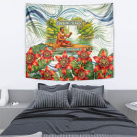 Fiji Taveuni Island Dateline Crossing Tapestry Tropical Cultural Landscape With Tagimoucia Floral Pattern