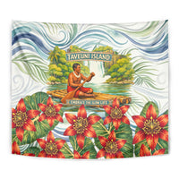 Fiji Taveuni Island Dateline Crossing Tapestry Tropical Cultural Landscape With Tagimoucia Floral Pattern