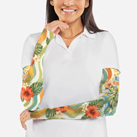 Hawaii Aloha Academy Back To School Arm Sleeves Sea Turtle Tropical Hibiscus Flowers Retro Psychedelic