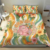 Hawaii Aloha Academy Back To School Bedding Set Sea Turtle Tropical Hibiscus Flowers Retro Psychedelic