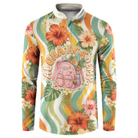 Hawaii Aloha Academy Back To School Button Sweatshirt Sea Turtle Tropical Hibiscus Flowers Retro Psychedelic