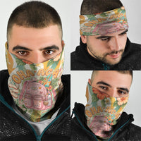 Hawaii Aloha Academy Back To School Neck Gaiter Sea Turtle Tropical Hibiscus Flowers Retro Psychedelic