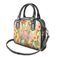 Hawaii Aloha Academy Back To School Shoulder Handbag Sea Turtle Tropical Hibiscus Flowers Retro Psychedelic