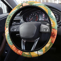 Hawaii Aloha Academy Back To School Steering Wheel Cover Sea Turtle Tropical Hibiscus Flowers Retro Psychedelic