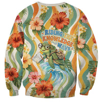Hawaii Aloha Academy Back To School Sweatshirt Sea Turtle Tropical Hibiscus Flowers Retro Psychedelic