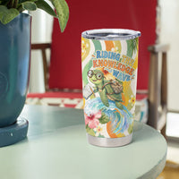 Hawaii Aloha Academy Back To School Tumbler Cup Sea Turtle Tropical Hibiscus Flowers Retro Psychedelic