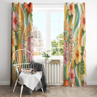 Hawaii Aloha Academy Back To School Window Curtain Sea Turtle Tropical Hibiscus Flowers Retro Psychedelic