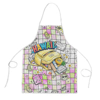 Hawaii Cruising Back To School Apron Grid Pattern With School Bag And Vintage Surf Van