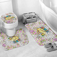 Hawaii Cruising Back To School Bathroom Set Grid Pattern With School Bag And Vintage Surf Van