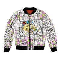 Hawaii Cruising Back To School Bomber Jacket Grid Pattern With School Bag And Vintage Surf Van