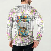Hawaii Cruising Back To School Button Sweatshirt Grid Pattern With School Bag And Vintage Surf Van