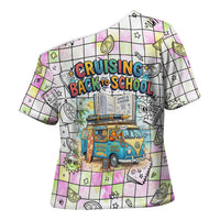 Hawaii Cruising Back To School Cross Shoulder Shirt Grid Pattern With School Bag And Vintage Surf Van