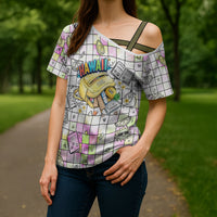 Hawaii Cruising Back To School Cross Shoulder Shirt Grid Pattern With School Bag And Vintage Surf Van
