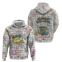 Hawaii Cruising Back To School Hoodie Grid Pattern With School Bag And Vintage Surf Van