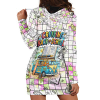 Hawaii Cruising Back To School Hoodie Dress Grid Pattern With School Bag And Vintage Surf Van