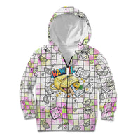 Hawaii Cruising Back To School Kid Hoodie Grid Pattern With School Bag And Vintage Surf Van