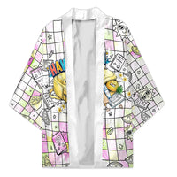 Hawaii Cruising Back To School Kimono Grid Pattern With School Bag And Vintage Surf Van