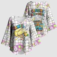 Hawaii Cruising Back To School Kimono Sleeve Blouse Grid Pattern With School Bag And Vintage Surf Van