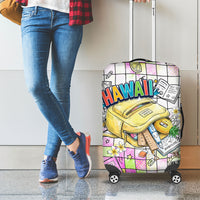 Hawaii Cruising Back To School Luggage Cover Grid Pattern With School Bag And Vintage Surf Van