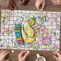 Hawaii Cruising Back To School Puzzle Grid Pattern With School Bag And Vintage Surf Van