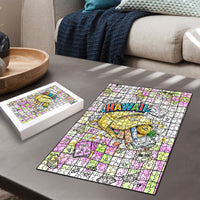 Hawaii Cruising Back To School Puzzle Grid Pattern With School Bag And Vintage Surf Van