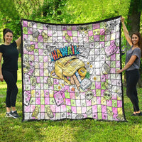Hawaii Cruising Back To School Quilt Grid Pattern With School Bag And Vintage Surf Van