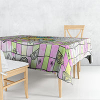 Hawaii Cruising Back To School Tablecloth Grid Pattern With School Bag And Vintage Surf Van