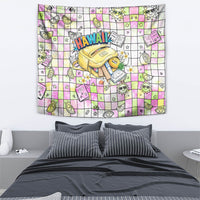 Hawaii Cruising Back To School Tapestry Grid Pattern With School Bag And Vintage Surf Van