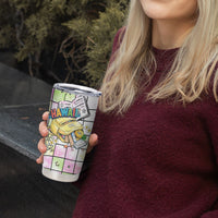 Hawaii Cruising Back To School Tumbler Cup Grid Pattern With School Bag And Vintage Surf Van
