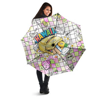 Hawaii Cruising Back To School Umbrella Grid Pattern With School Bag And Vintage Surf Van