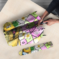 Hawaii Cruising Back To School Umbrella Grid Pattern With School Bag And Vintage Surf Van