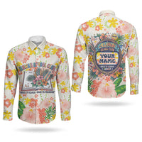 Personalized Hawaii School Club Back To Class Couples Matching Long Sleeve Bodycon Dress and Long Sleeve Button Shirt Retro Tropical Hibiscus Pattern With Open Notebook TS04 - Polynesian Pride