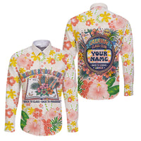 Personalized Hawaii School Club Back To Class Family Matching Puletasi and Hawaiian Shirt Retro Tropical Hibiscus Pattern With Open Notebook TS04 Dad's Shirt - Long Sleeve White Orange - Polynesian Pride