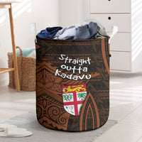Straight Outta Kadavu Fiji Laundry Basket Tribal Polynesian Tattoo Coat Of Arms Flag