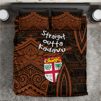 Straight Outta Kadavu Fiji Bedding Set Tribal Polynesian Tattoo Coat Of Arms Flag