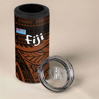Straight Outta Kadavu Fiji 4 in 1 Can Cooler Tumbler Tribal Polynesian Tattoo Coat Of Arms Flag