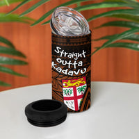 Straight Outta Kadavu Fiji 4 in 1 Can Cooler Tumbler Tribal Polynesian Tattoo Coat Of Arms Flag