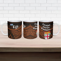 Straight Outta Kadavu Fiji Ceramic Mug Tribal Polynesian Tattoo Coat Of Arms Flag