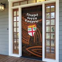 Straight Outta Kadavu Fiji Door Cover Tribal Polynesian Tattoo Coat Of Arms Flag