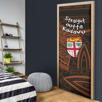 Straight Outta Kadavu Fiji Door Cover Tribal Polynesian Tattoo Coat Of Arms Flag